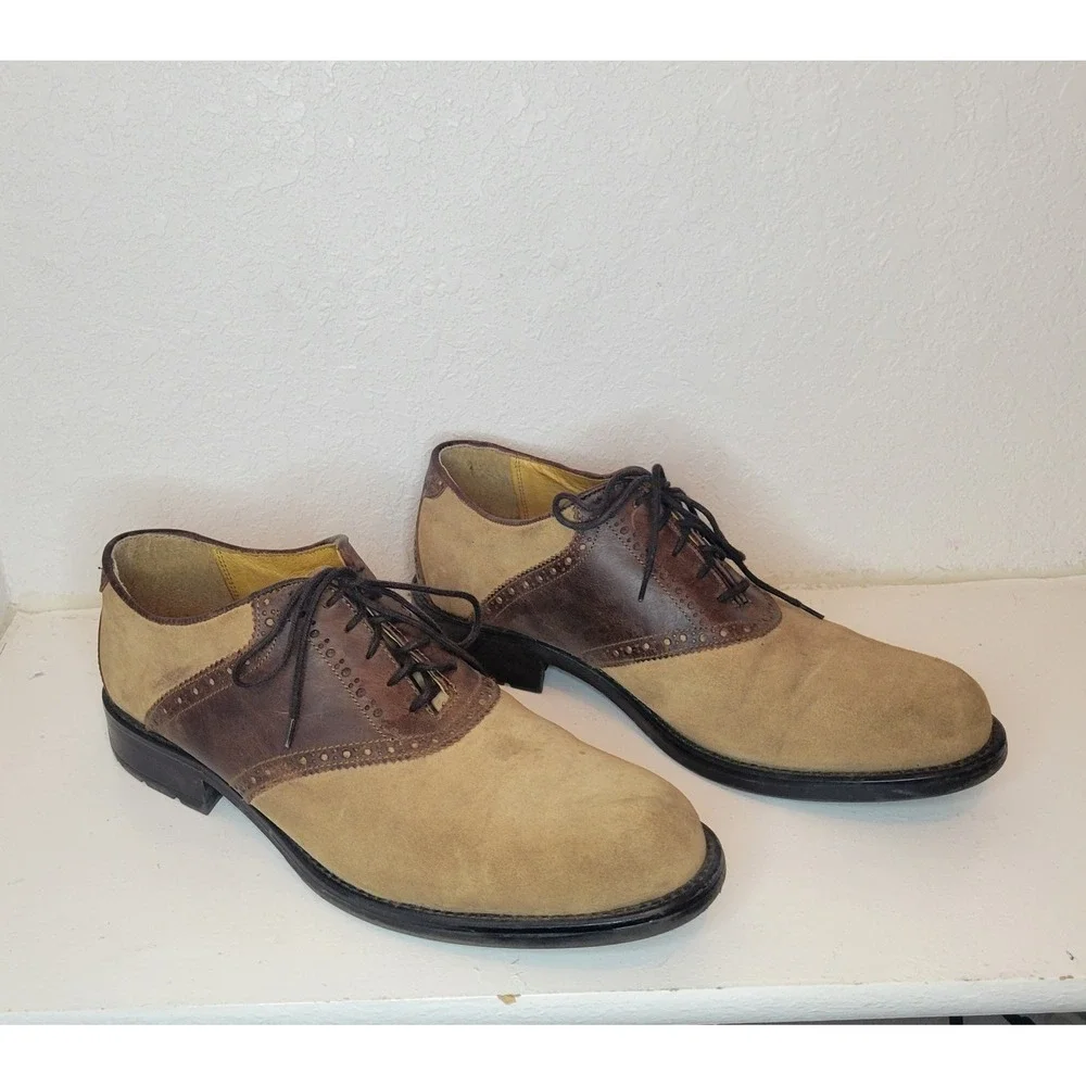 Men's Stafford Leather Lace Up Oxford Wingtips Shoes Brown Size 9.5 - Read